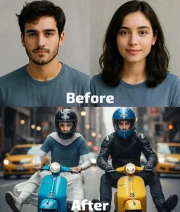 cara membuat foto naik Vespa mini